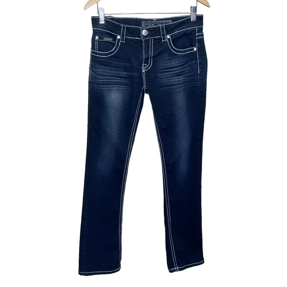 Warehouse One Mid Rise Baby Boot Dark Wash Jeans Size 28